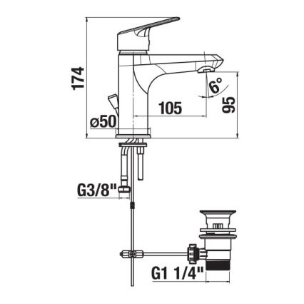 JIKA H3112E10041171 - Mosdó csaptelep + leeresztő TALAS 17,4 cm fényes króm