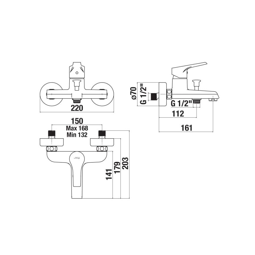 JIKA H3211W70044001 - CUBE fürdőkád csaptelep, fényes króm