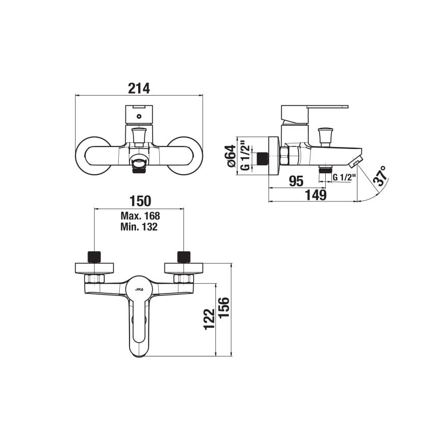 JIKA H3211Z70044001 - LYRA fürdőkád csaptelep, fényes króm