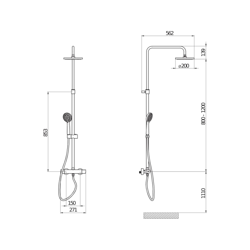 JIKA H3337170045711 - Zuhanykészlet termosztátos MIO csapteleppel, fényes króm
