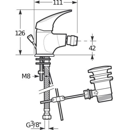 JIKA H3411N10041111 - Bidé csaptelep + leeresztő TALAS 12,6 cm fényes króm nélkül túlfolyóval