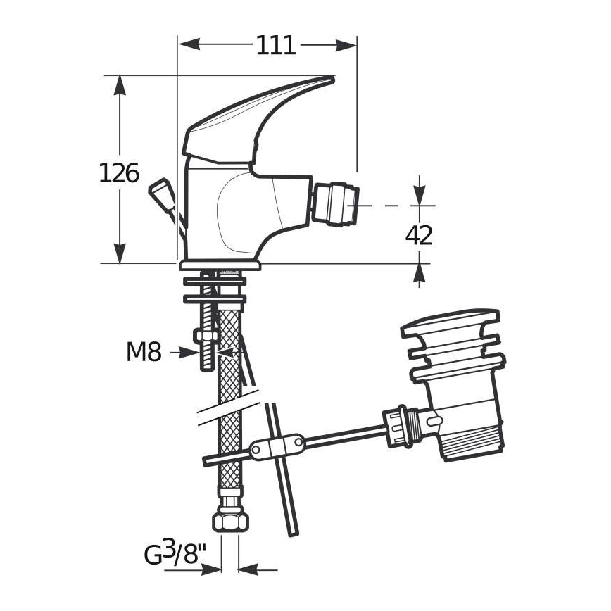 JIKA H3411N10041111 - Bidé csaptelep + leeresztő TALAS 12,6 cm fényes króm nélkül túlfolyóval