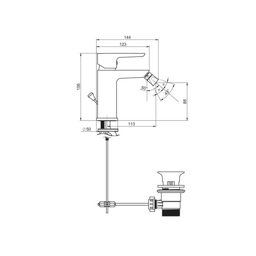 JIKA H3412H10041101 - PONTA bidé csaptelep 15,6 cm fényes króm