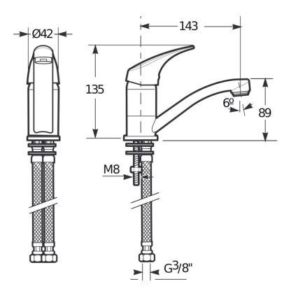 JIKA H3511N10042201 - TALAS mosogató csaptelep 13,5 cm fényes króm