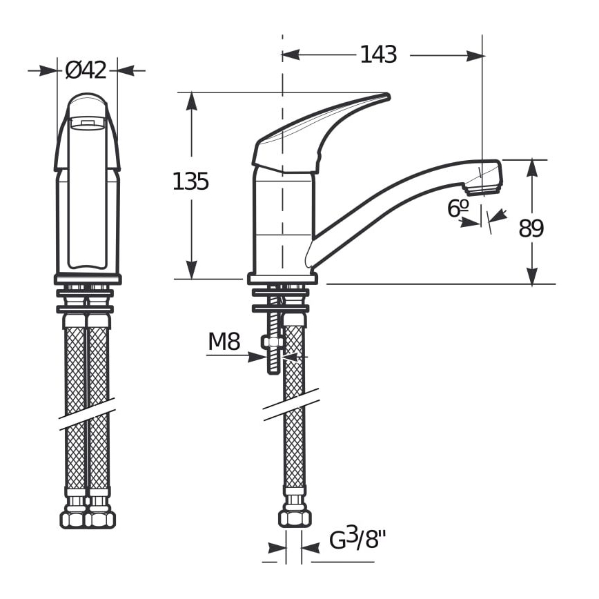 JIKA H3511N10042201 - TALAS mosogató csaptelep 13,5 cm fényes króm