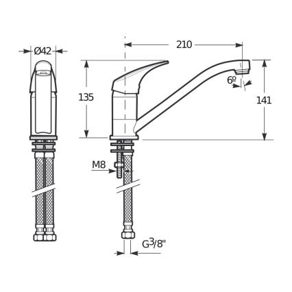 JIKA H3511N10042301 - TALAS mosogató csaptelep 13,5 cm fényes króm
