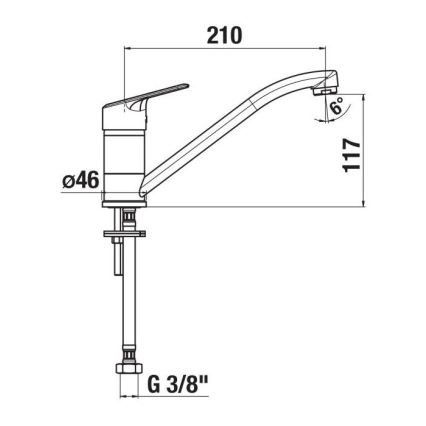 JIKA H3512E10042301 - LYRA mosogató csaptelep 21 cm fényes króm