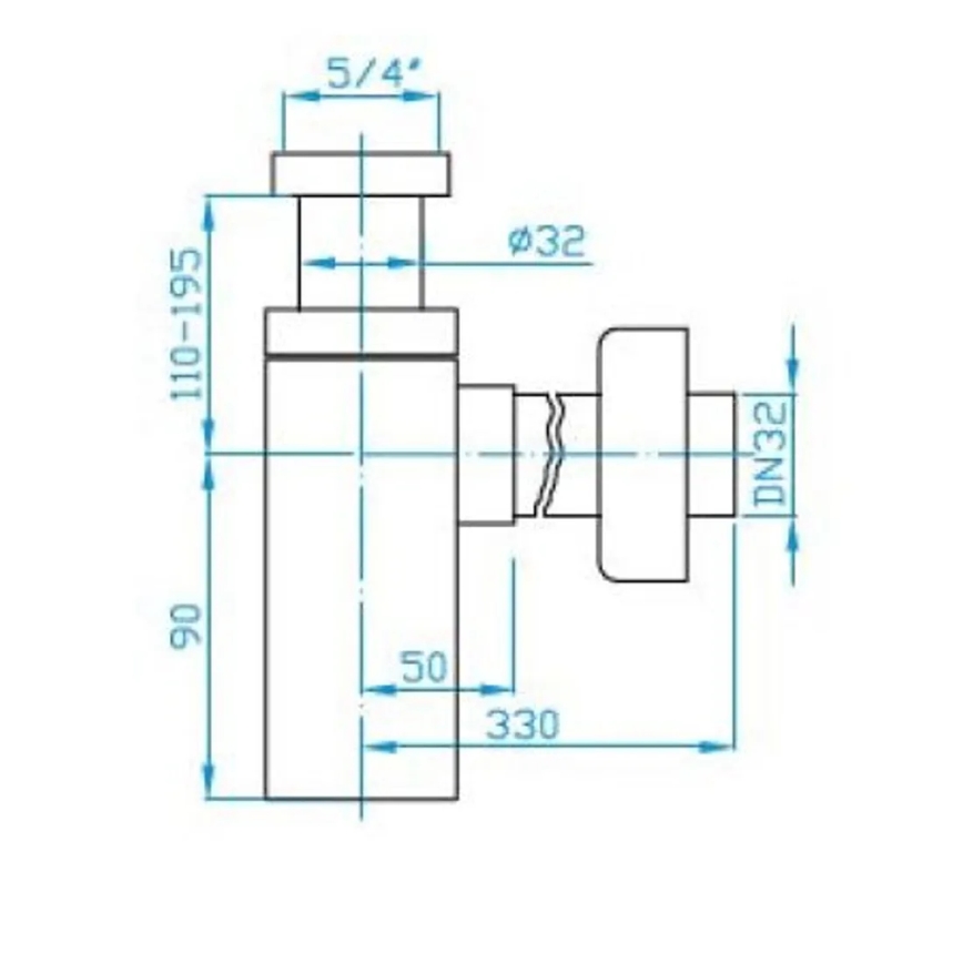JIKA H3747300040001 - Szögletes mosdószifon CUBITO, fényes króm