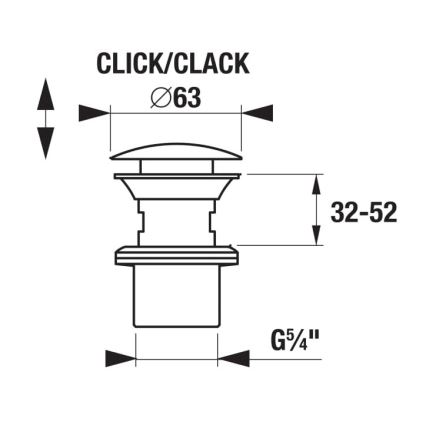 JIKA H3917100040001 - Mosdó leeresztő CLICK-CLACK, Ø 6,3 cm, fényes króm