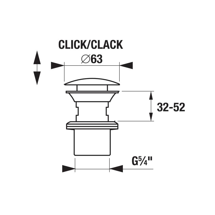 JIKA H3917100040001 - Mosdó leeresztő CLICK-CLACK, Ø 6,3 cm, fényes króm
