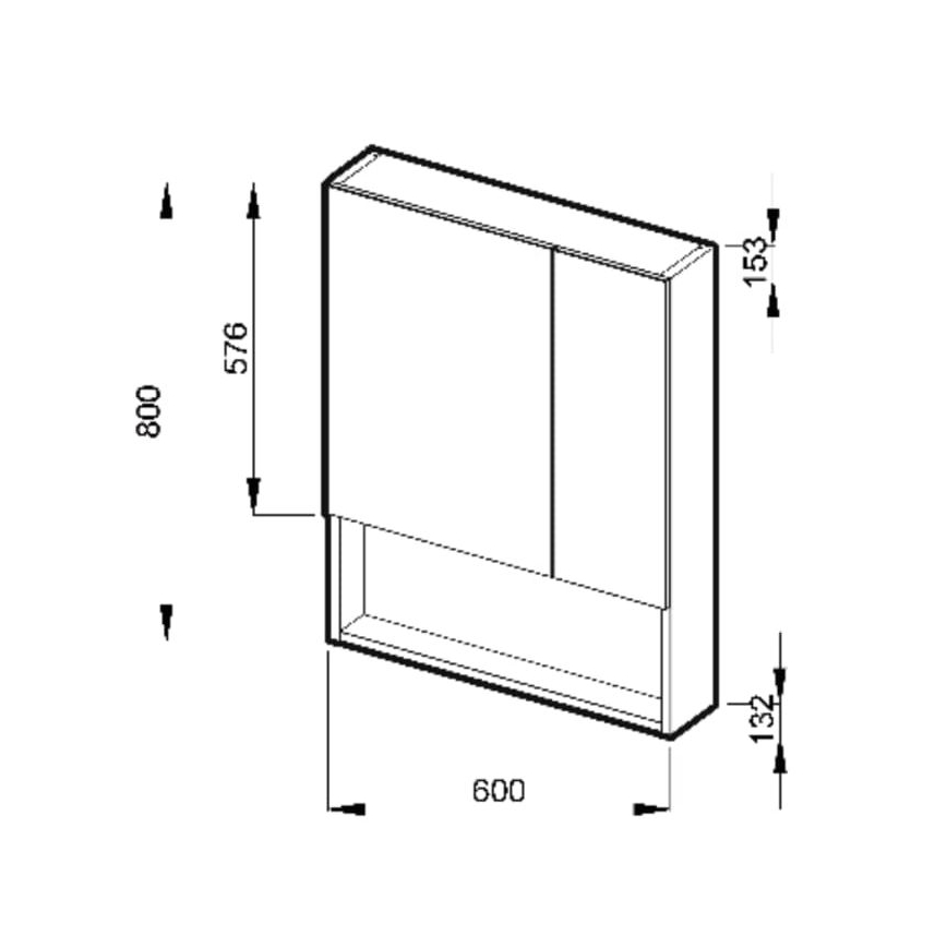 JIKA H4532410383041 - LYRA tükrös szekrény polccal, 80x60 cm, fehér