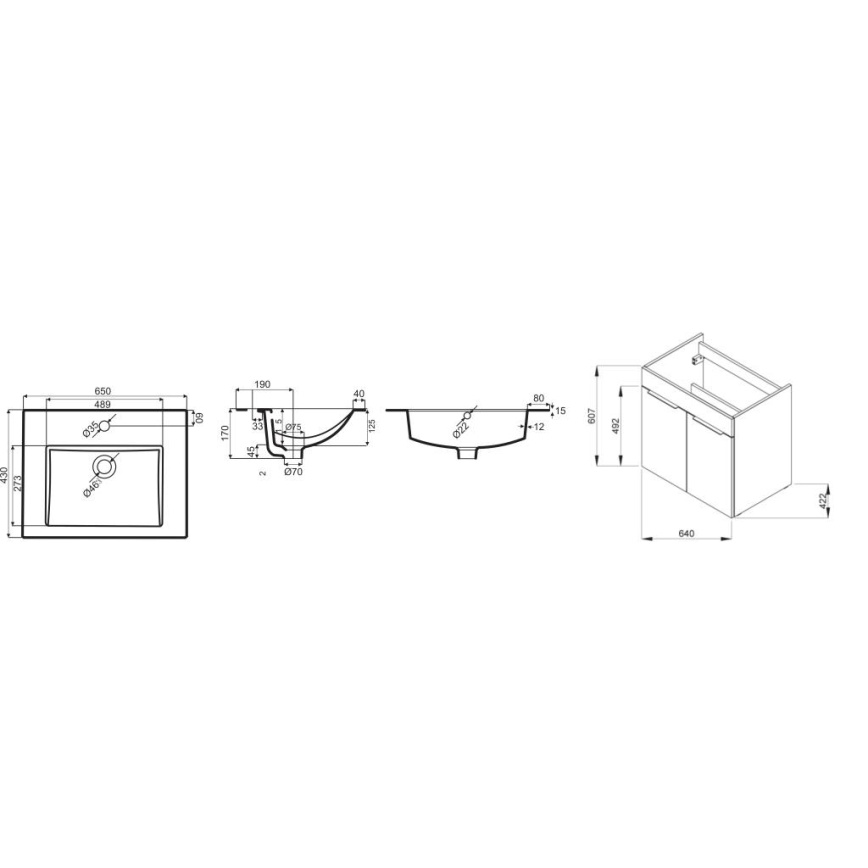 JIKA H4536011763001 - Fürdőszobai szekrény mosdóval CUBE 60,7x65 cm fehér