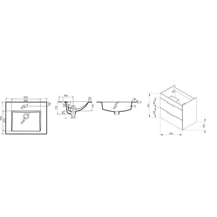 JIKA H4536021763521 - Fürdőszobai szekrény mosdóval CUBE 60,7x65 cm fekete