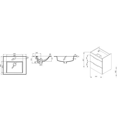 JIKA H4536111763001 - Fürdőszobai szekrény mosdóval CUBE 60,7x55 cm fehér