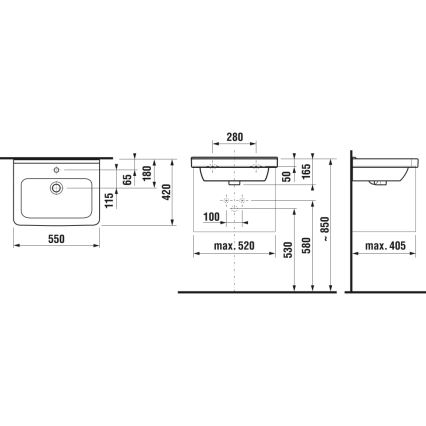 JIKA H8104220001041 - Függesztett mosdó CUBITO 55x42 cm kerámia/fehér