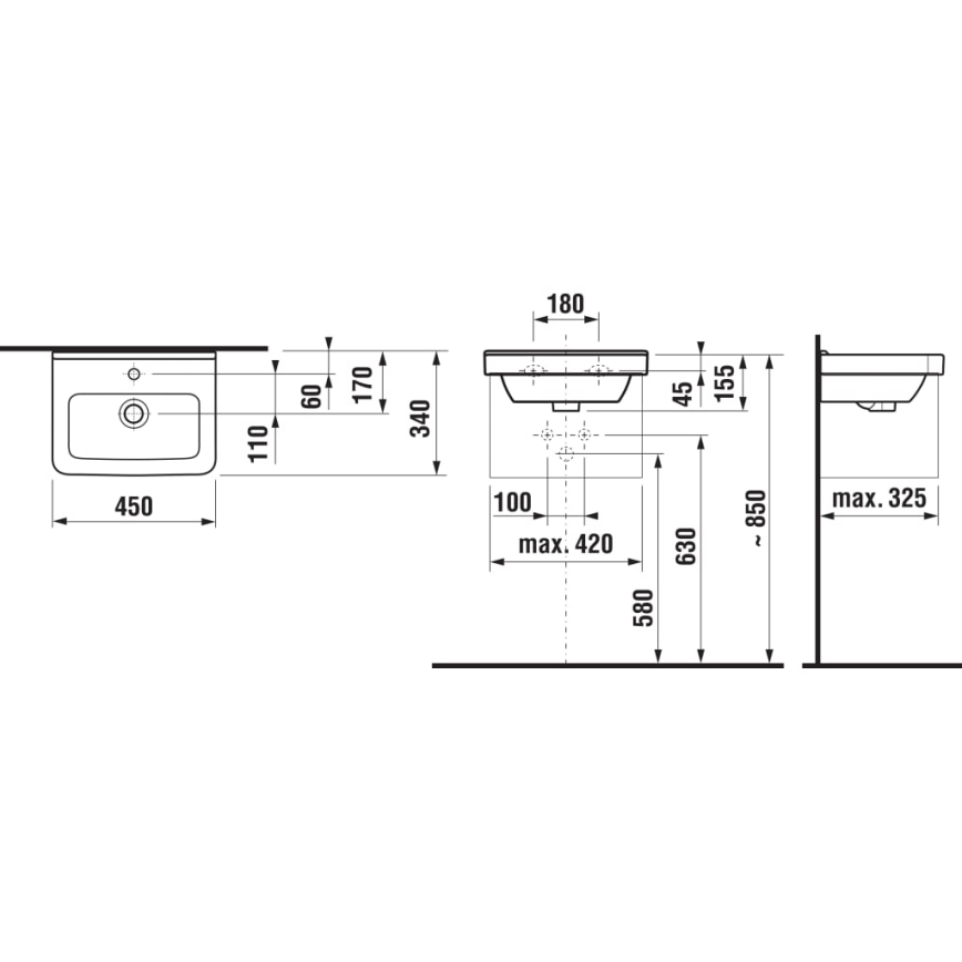JIKA H8114220001041 - Függesztett mosdó CUBITO 45x34 cm kerámia/fehér