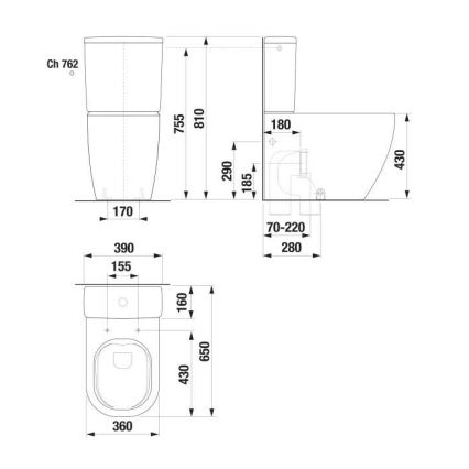 JIKA H8297120007621 - MIO öblítőtartály kerámia/fehér