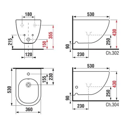 JIKA H8317121003021 - Függesztett bidé MIO kerámia/gyöngyházfehér