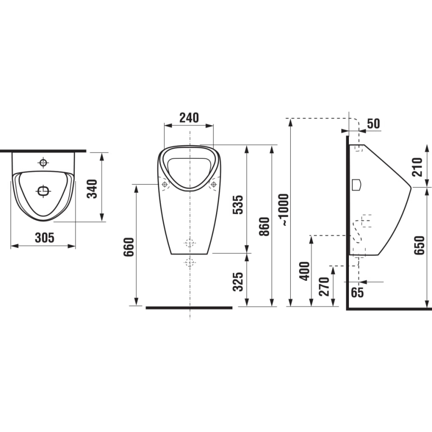 JIKA H8430610000001 - Piszoár GOLEM belső vízcsatlakozás, hátsó lefolyó kerámia/fehér