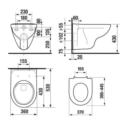 JIKA H8663840000001 - LYRA függesztett WC, kerámia/fehér + LYRA SoftClose WC-ülőke, duroplaszt/fehér