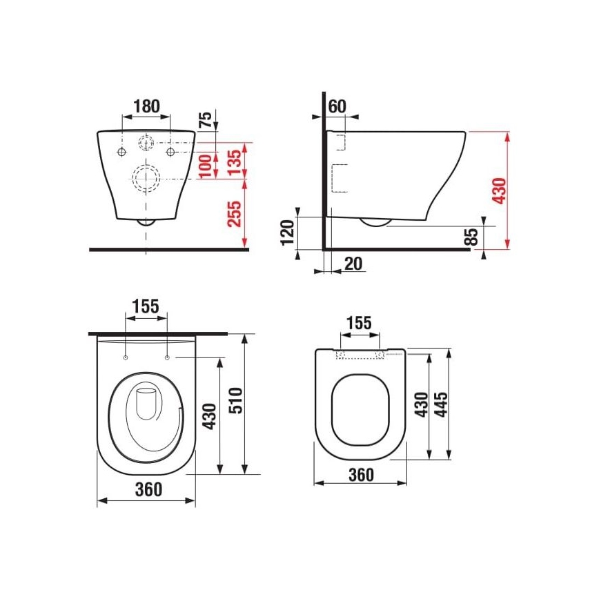 JIKA H8666180000001 - Függesztett WC DEEP kerámia/fehér + SoftClose DEEP duroplast/fehér WC-ülőke