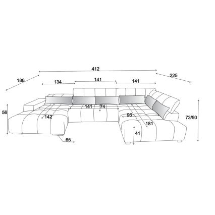 Sarokkanapé fejtámlákkal U alakban TROPEA jobb oldali bézs