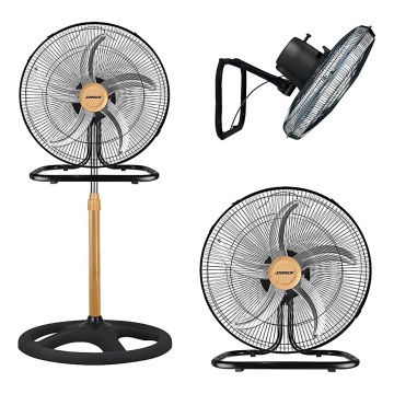 JOHNSON - Állványos ventilátor 3 az 1-ben WOOD 80W/230V 130 cm fekete/bézs