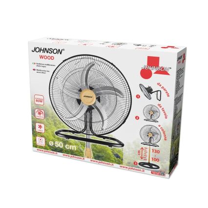 JOHNSON - Állványos ventilátor 3 az 1-ben WOOD 80W/230V 130 cm fekete/bézs
