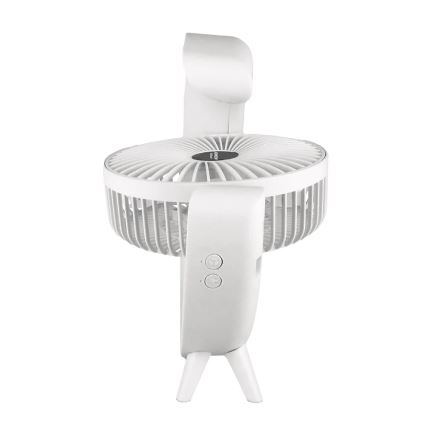 JOHNSON - RGB LED újratölthető asztali ventilátor, többszínű LED/5 W/3,7 V/1200 mAh, átm. 14 cm, fehér