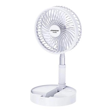 JOHNSON - Újratölthető asztali ventilátor GIRAFFA 5W/3,7V 1200 mAh átm. 20 cm fehér