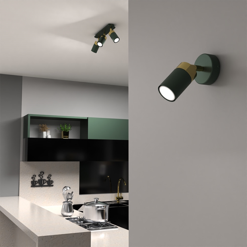 JOKER fali spotlámpa 1xGU10/25W/230V zöld/arany