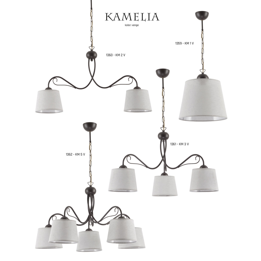 Jupiter 1362 - KM 5 V - KAMELIA 5 izzós E27/60W/230V láncos csillár