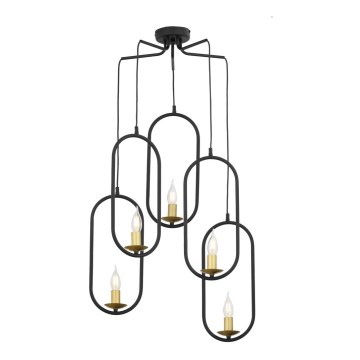 Jupiter 1811 - PI5 E14 - Csillár zsinóron PONTI 5xE14/40W/230V fekete