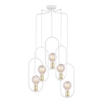 Jupiter 1823 - PI5 E27 - Csillár zsinóron PONTI 5xE14/40W/230V fehér