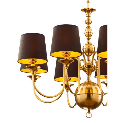 Jupiter 1952 - Csillár láncon BATUMI 8xE27/40W/230V fekete/sárgaréz