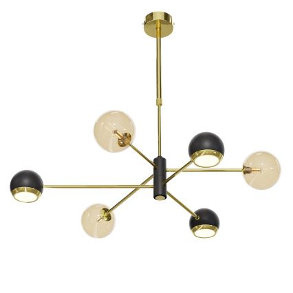Jupiter 1966 - Csillár rúdon MOKA 3xGU10/10W/230V + 3xG9/10W/230V arany/fekete/bézs