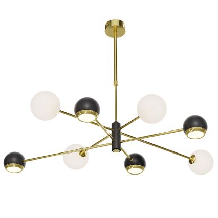 Jupiter 1971 - Csillár rúdon MOKA 4xGU10/10W/230V + 4xG9/10W/230V arany/fekete/fehér