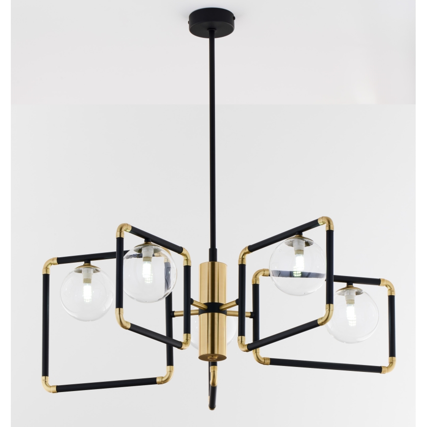 Jupiter 1985 - Csillár rúdon IBRA 5xG9/10W/230V fekete/arany