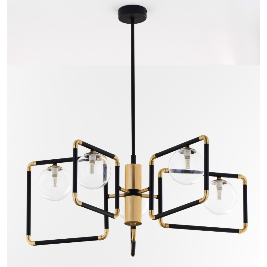 Jupiter 1985 - Csillár rúdon IBRA 5xG9/10W/230V fekete/arany