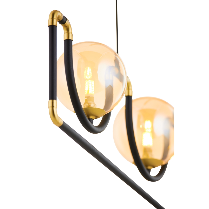 Jupiter 1989 - Csillár zsinóron HANZA 3xG9/10W/230V fekete/arany/bézs