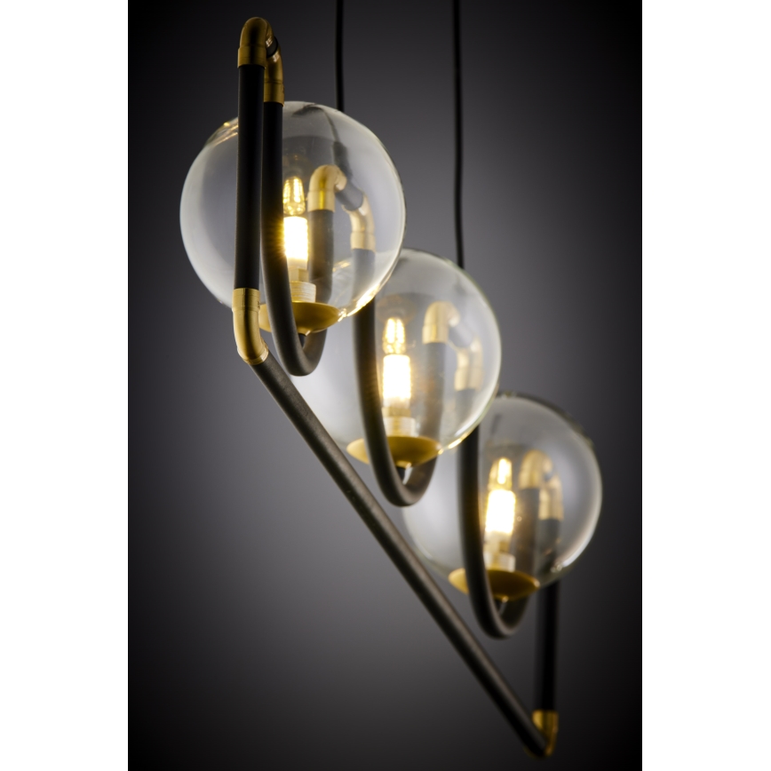 Jupiter 1990 - Csillár zsinóron HANZA 3xG9/10W/230V fekete/arany