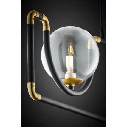 Jupiter 1990 - Csillár zsinóron HANZA 3xG9/10W/230V fekete/arany