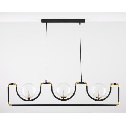 Jupiter 1990 - Csillár zsinóron HANZA 3xG9/10W/230V fekete/arany