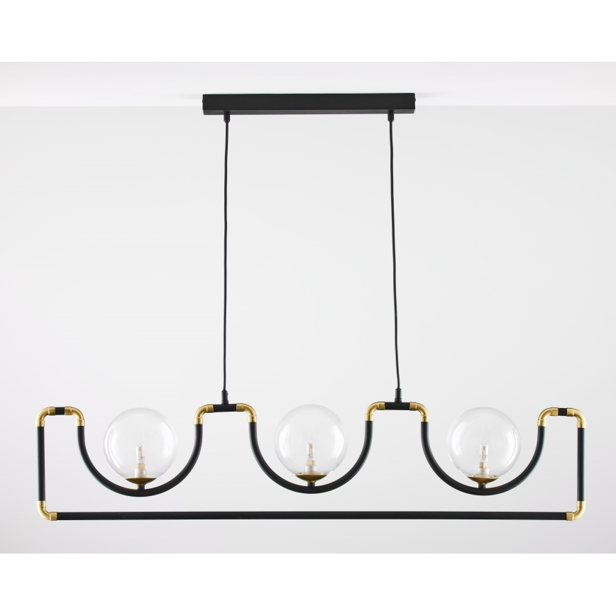 Jupiter 1990 - Csillár zsinóron HANZA 3xG9/10W/230V fekete/arany