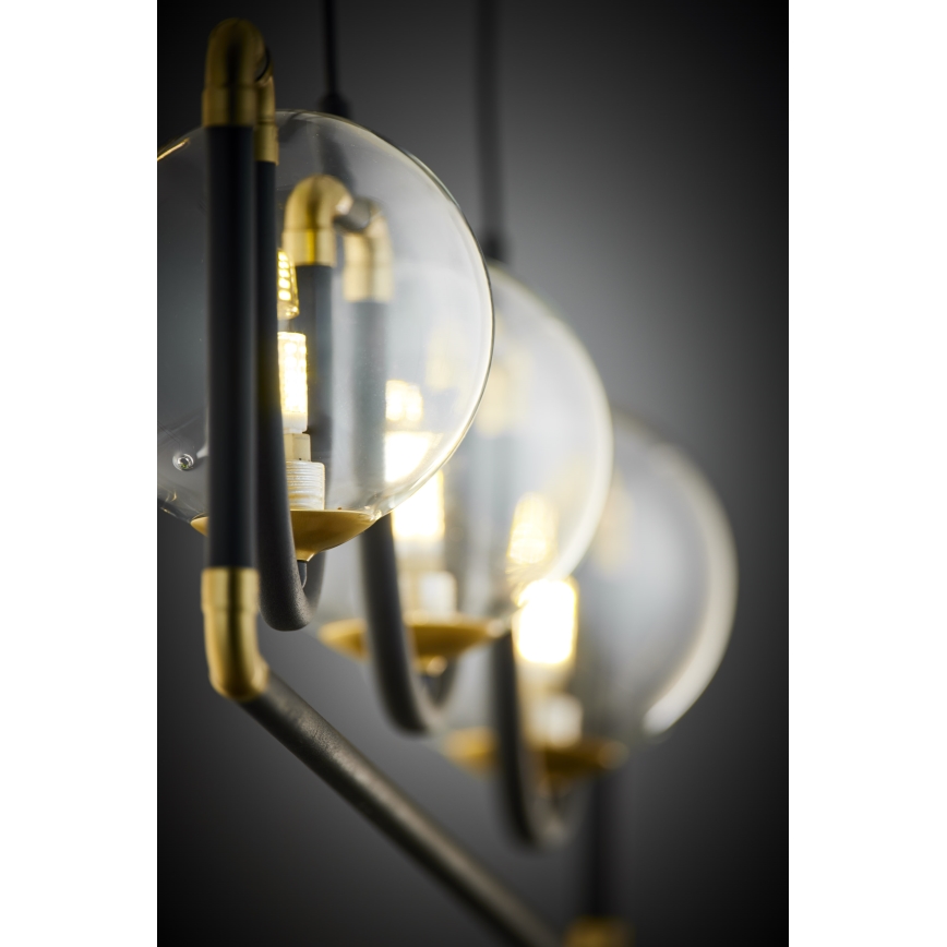 Jupiter 1990 - Csillár zsinóron HANZA 3xG9/10W/230V fekete/arany