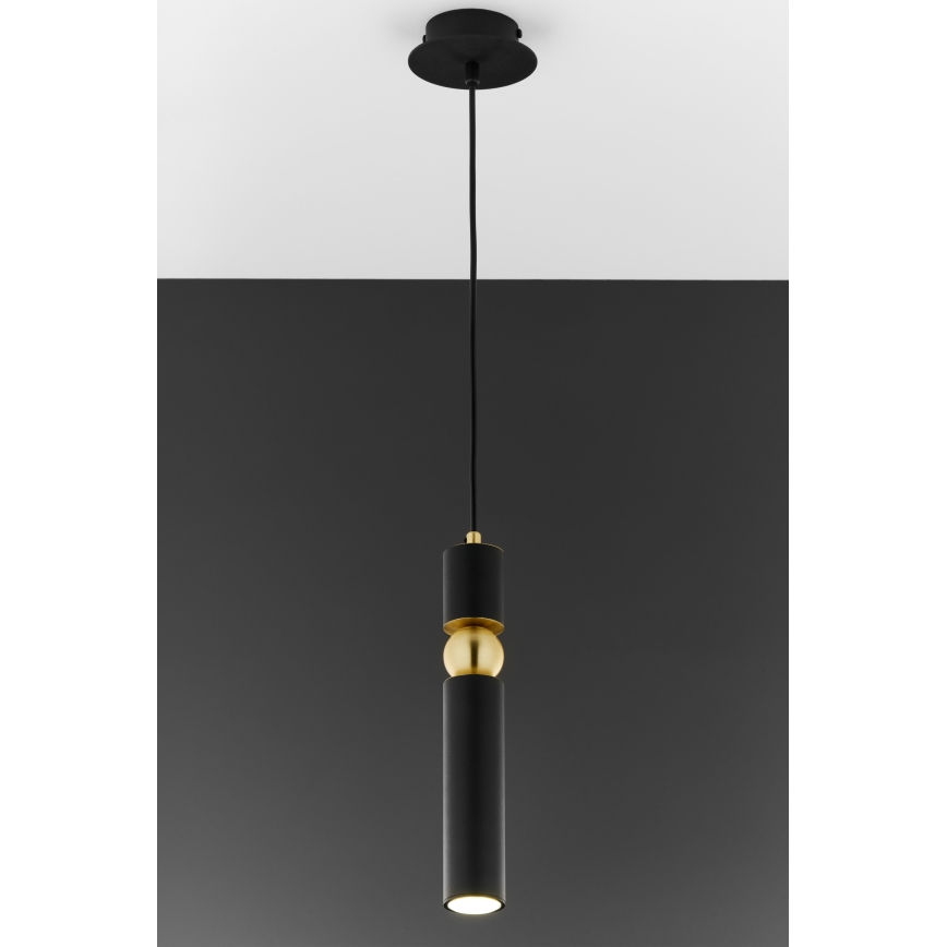 Jupiter 2003 - Csillár zsinóron ALAS 1xGU10/10W/230V fekete/arany