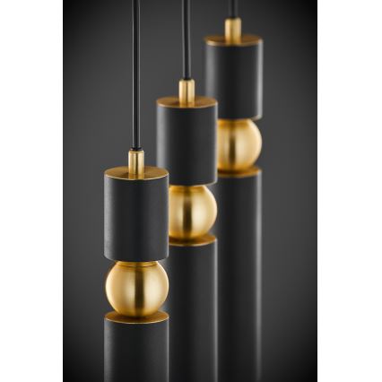 Jupiter 2004 - Csillár zsinóron ALAS 3xGU10/10W/230V fekete/arany