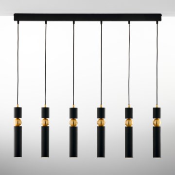 Jupiter 2005 - Csillár zsinóron ALAS 6xGU10/10W/230V fekete/arany