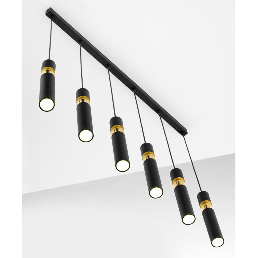 Jupiter 2005 - Csillár zsinóron ALAS 6xGU10/10W/230V fekete/arany