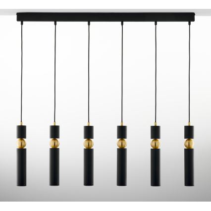 Jupiter 2005 - Csillár zsinóron ALAS 6xGU10/10W/230V fekete/arany